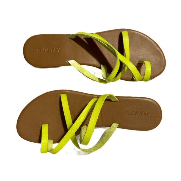 Old Navy Crisscross Strap Toe Loop Lime Green Flip Flop Slip On Sandal Women’s 8 - Picture 3 of 9